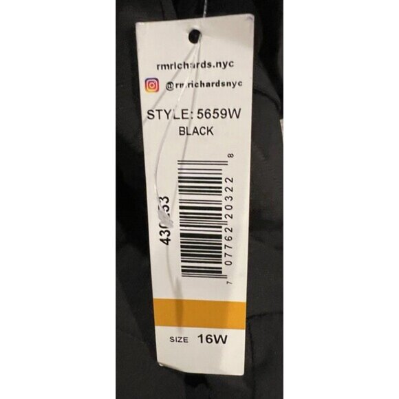 R&M Richards Womens Rhinestone Black Ruched Evening Dress Plus Size 16W - Picture 10 of 12